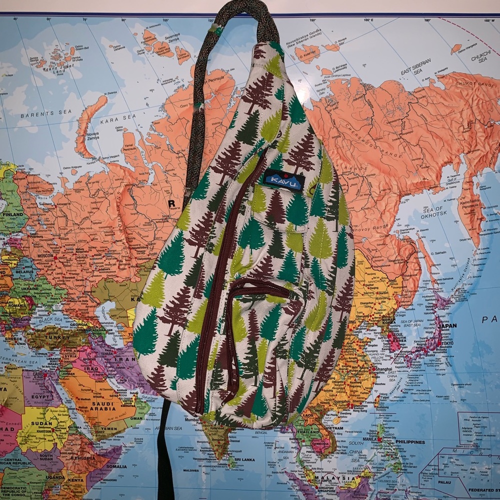 forest print kavu cross backpack